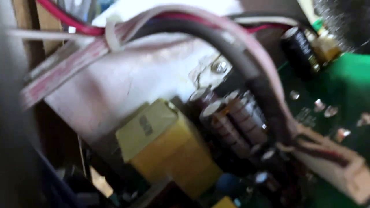 Macro view of the amplifier board, wiring and heatsink