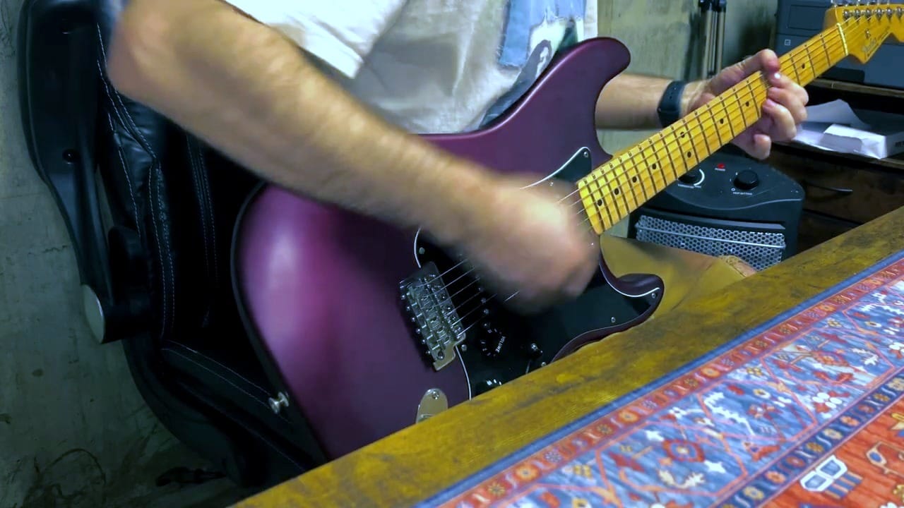 Reassembled Stratocaster being played